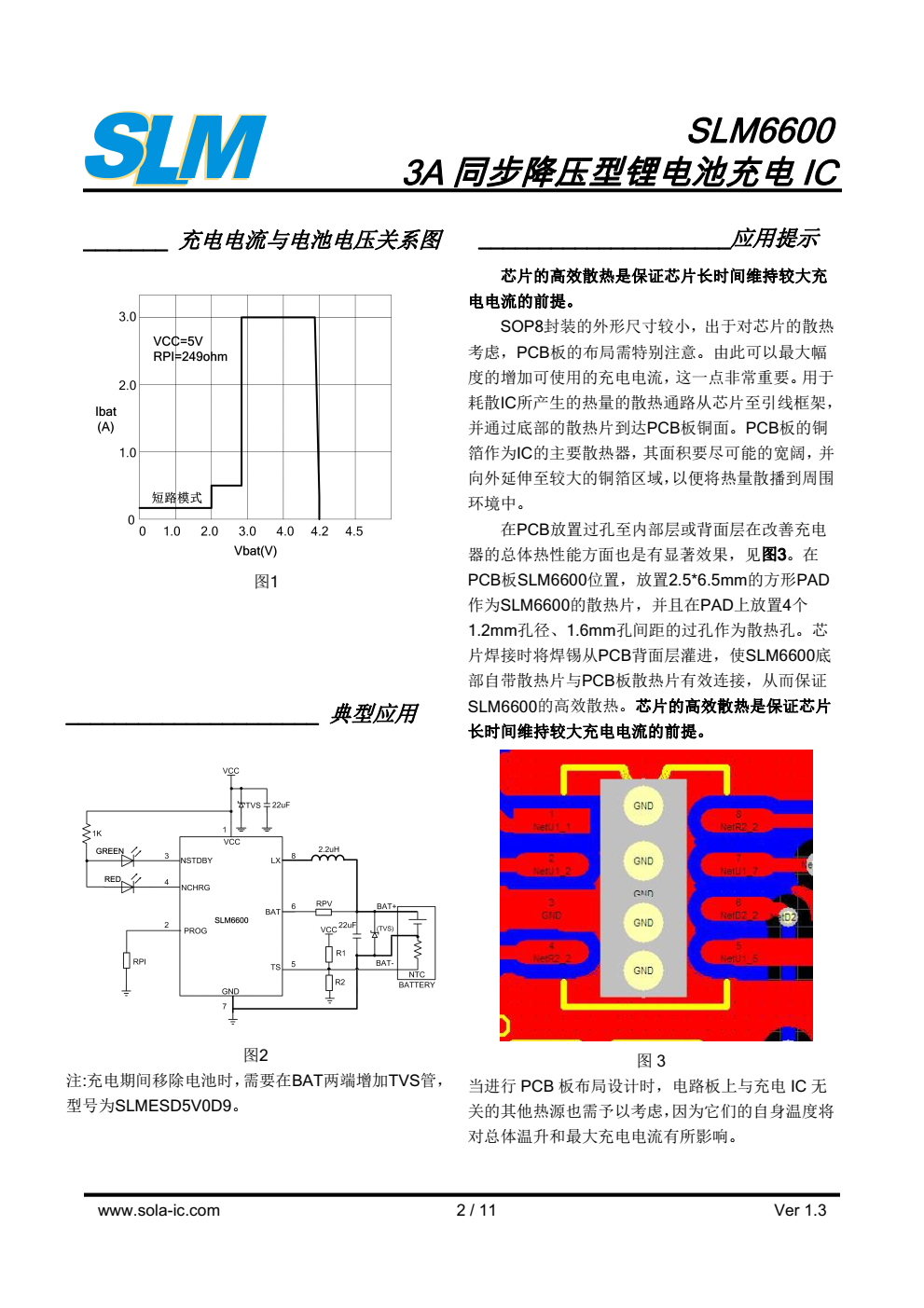 SLM6600 是一款面向5V交流适配器的3A锂 离子电池充电器