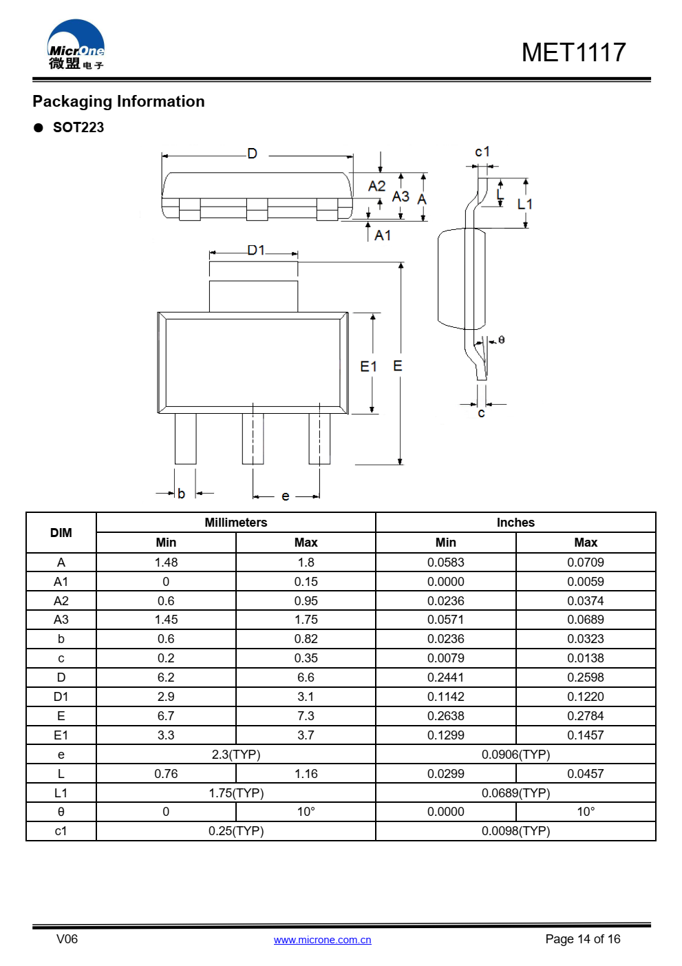 MET1117系列具有高精度、低噪音、LDO电压调节器，能够提供  输出电流超过700毫安，具有  700mA时的最大压降为1.5V