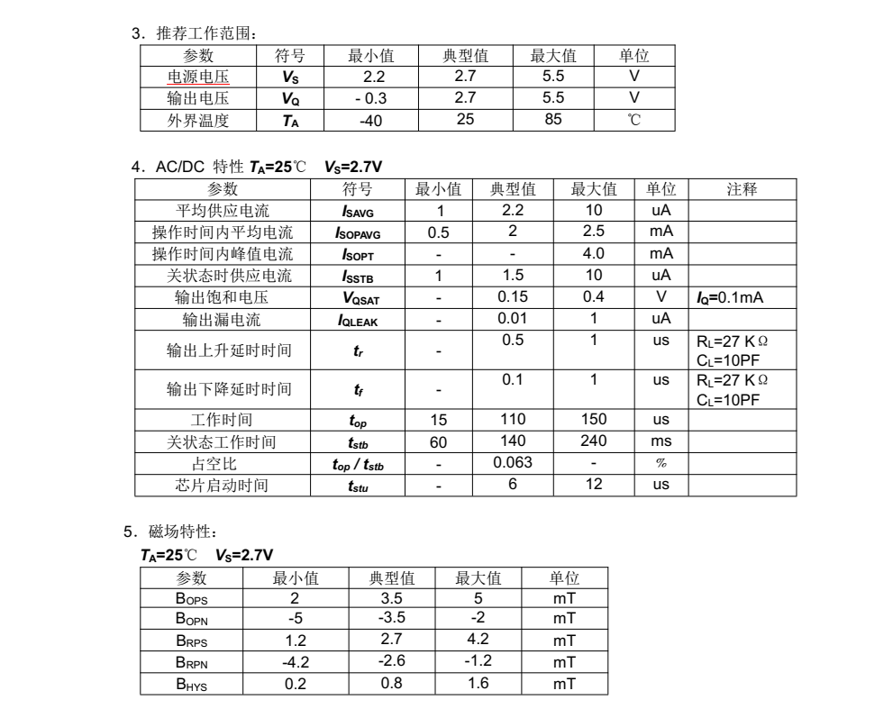 CMOS 无极性高灵敏度微功耗霍尔开关—TP4913