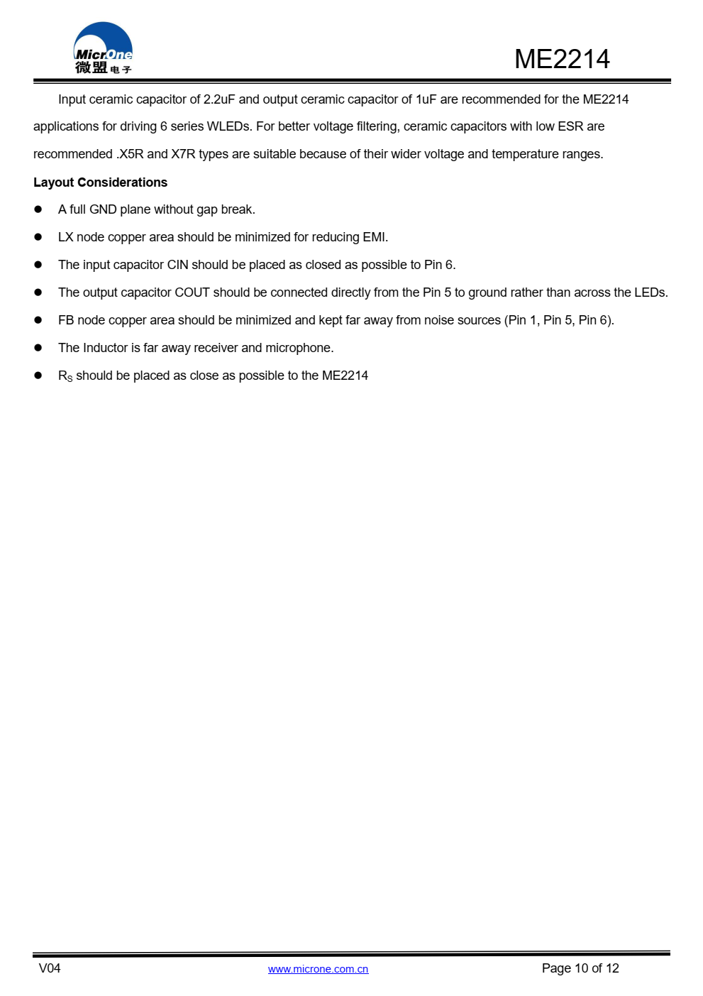 ME2214是一款高频异步电机  升压转换器。内部MOSFET可以支持上  至6个系列或3x13个白色LED，用于背光和  OLED电源应用和内部软启动