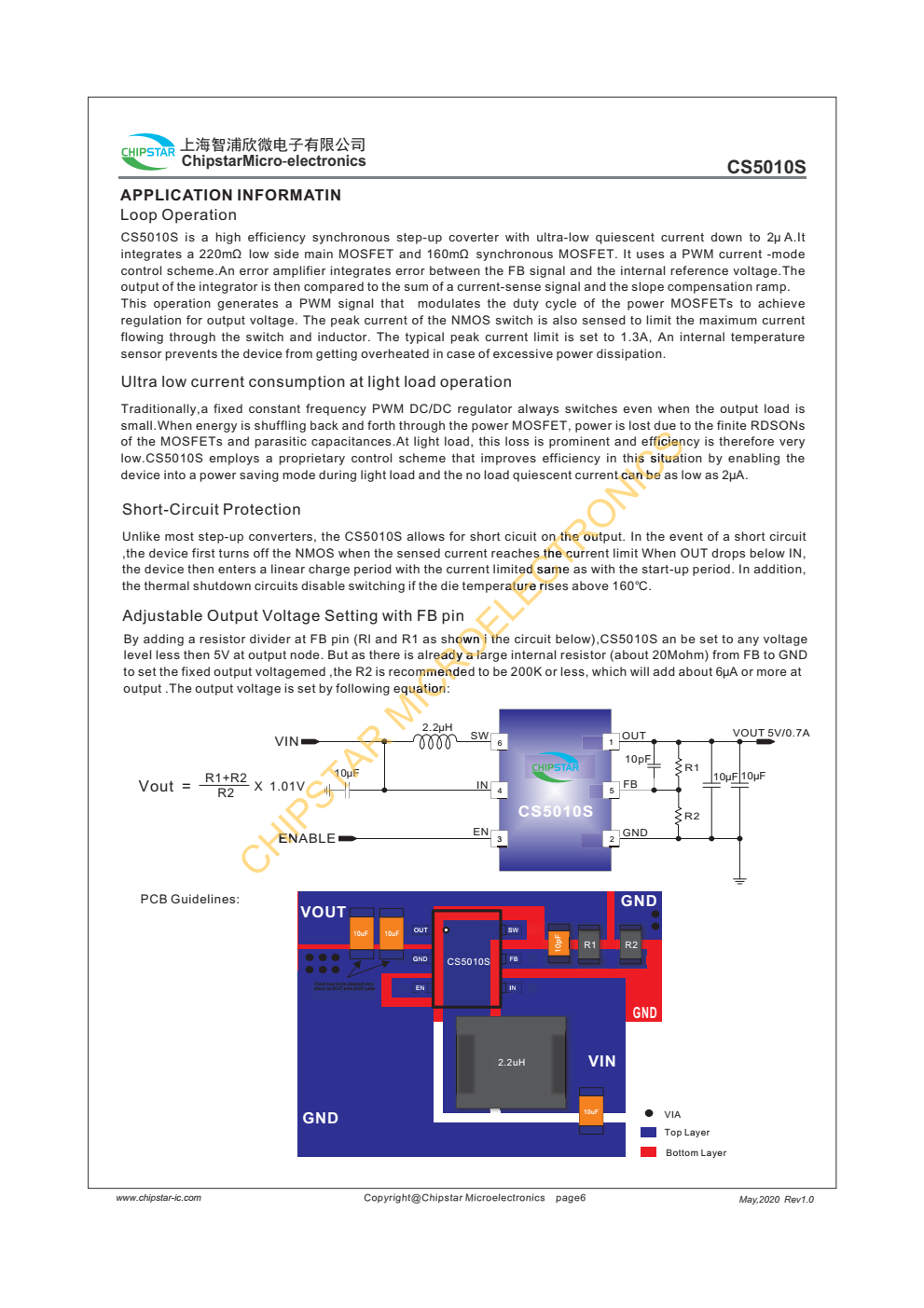 CS5010S是一款高效同步步进上变频器，具有超低静态电流（低至2YA），能够从低压电源（i）提供至少3W的功率
