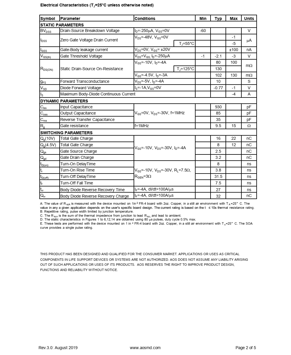 AO4441采用先进的沟槽技术提供出色的RDS（ON）和超低栅极电荷