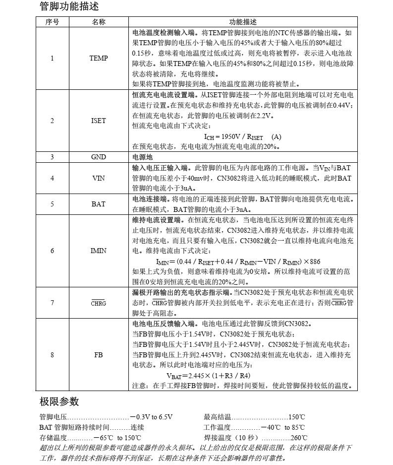 电池充电芯片CN3082
