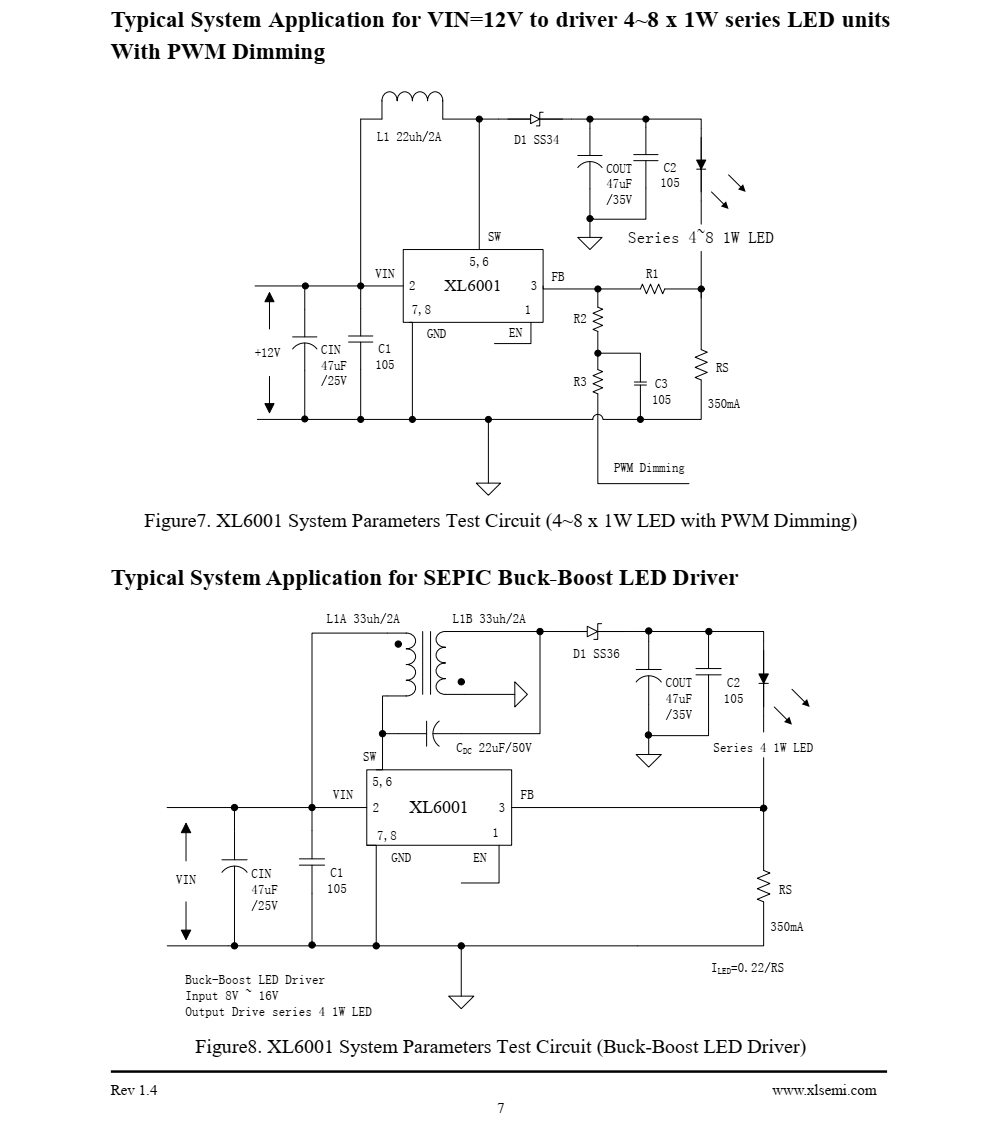 XL6001调节器为固定频率PWM  升压LED恒流驱动器