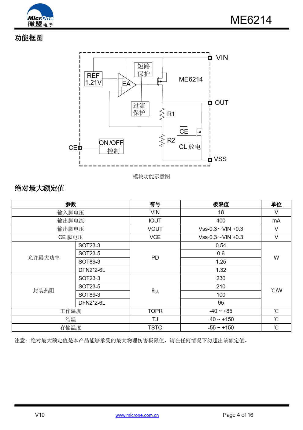 ME6214 系列是以 CMOS 工艺制造的超低静态功 耗、低压差线性稳压器