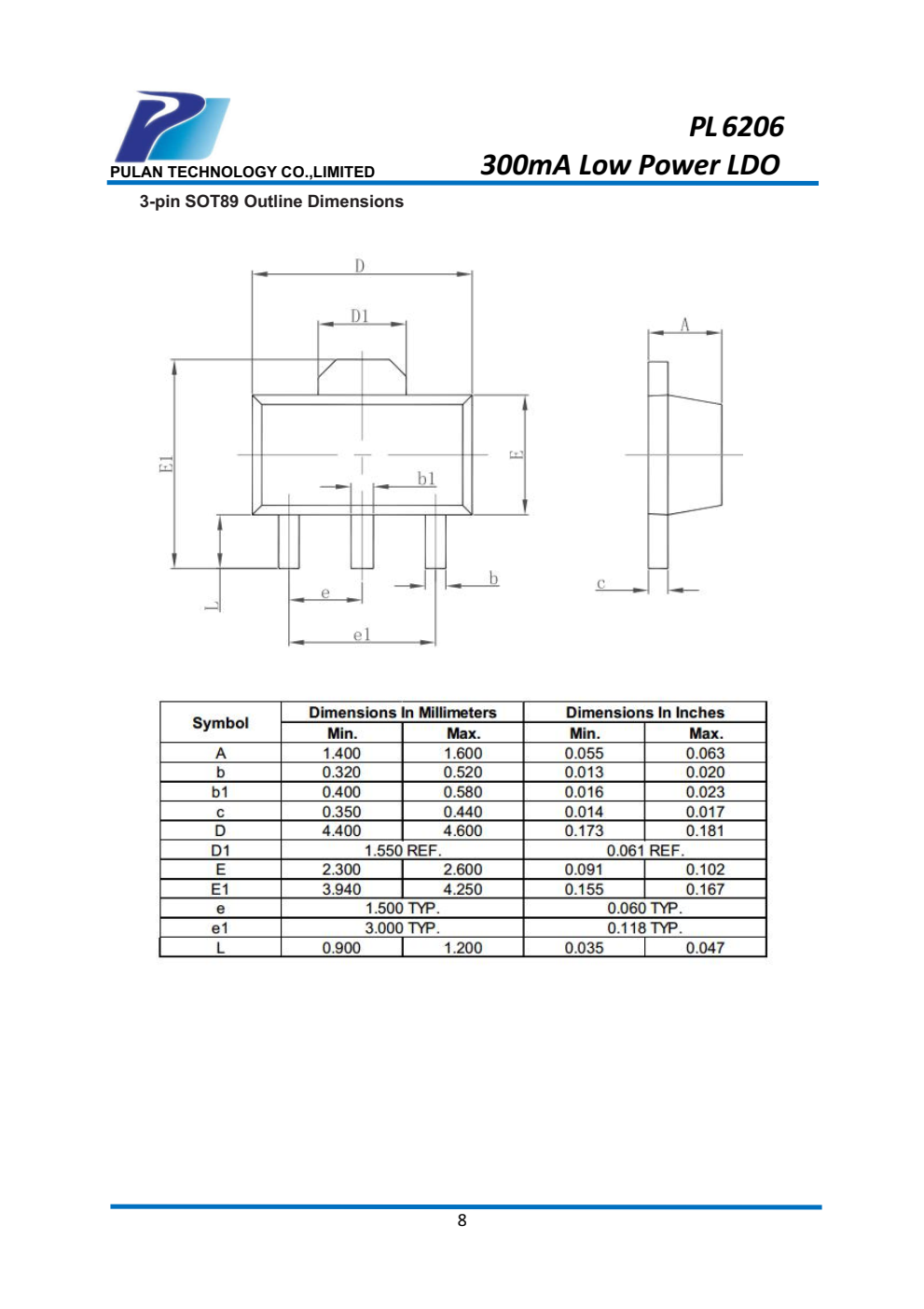 PL6206系列是一款高精度、低成本的  消耗，3端，正电压  采用CMOS和激光器制造的稳压器  修剪技术
