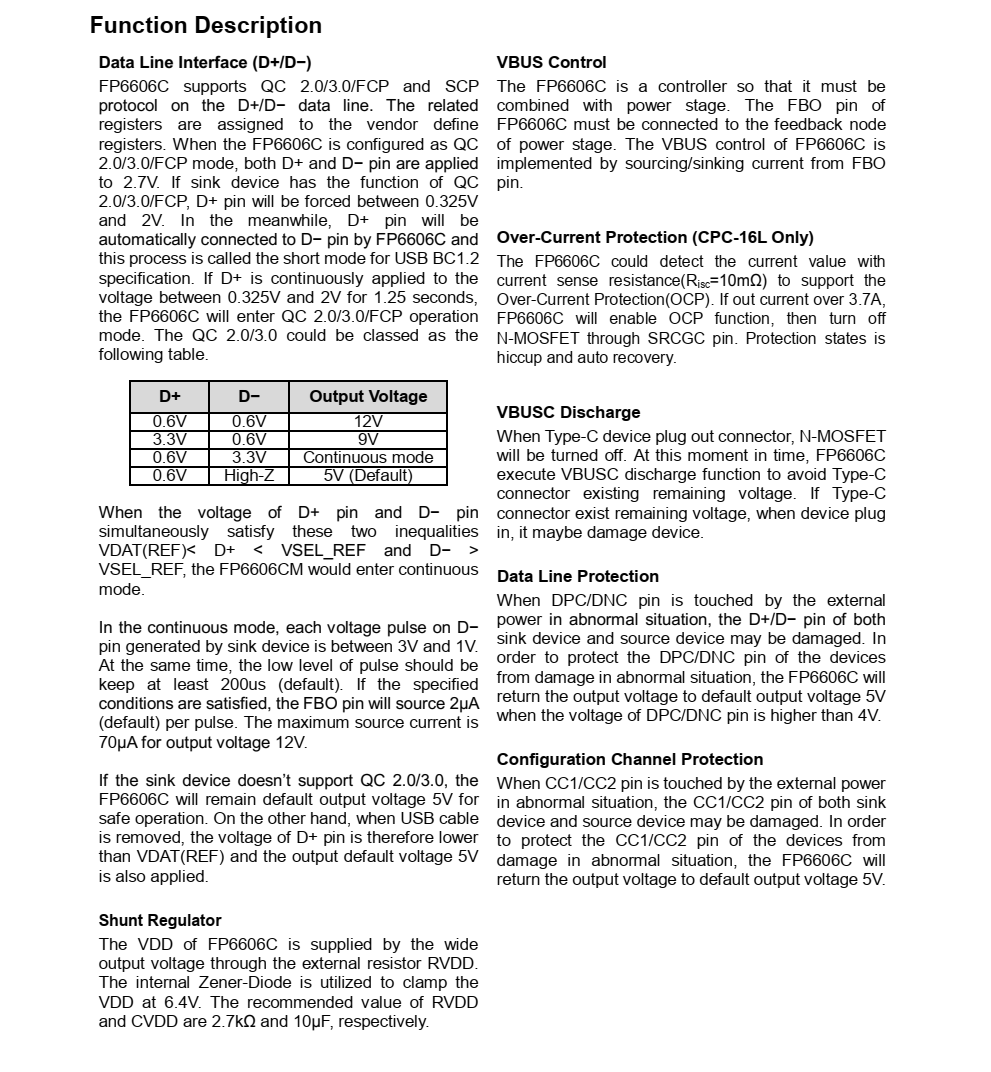 FP6606C是一种简化的USB电源 交付3.0协议控制器