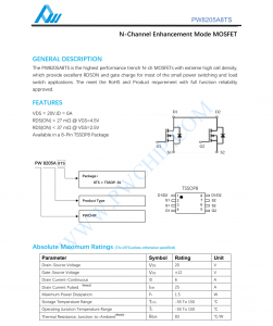 f_3d84bdd685805b423c97e754fe943ed2.png PW8205A8芯片N沟道增强型MOSFET