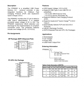 f_57833e52a7e9438683f13bb2f388e444.png FP6606C是一种简化的USB电源 交付3.0协议控制器