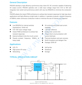 f_a42e257fa097c18011a6a99566114a90.png PW2205芯片5A,4.5V-30V输入同步降压调节器