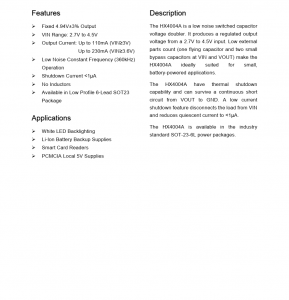 f_dbc9c43de42ff5707a1e49c9d6e8e1b7.png HX4004A低噪声稳压电荷泵DC/DC变换器