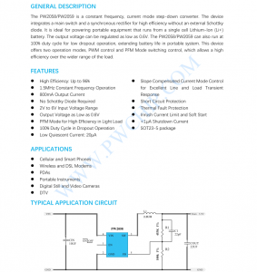 PW2058芯片0.8A，同步降压变换器 