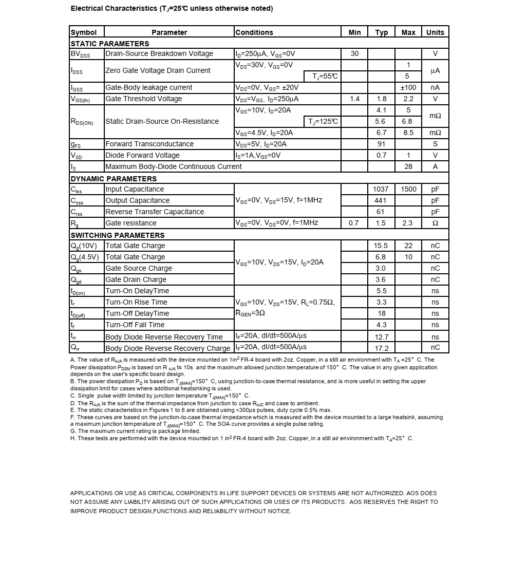 原装现货AON7534品牌美国万代DFN封装，长期供应