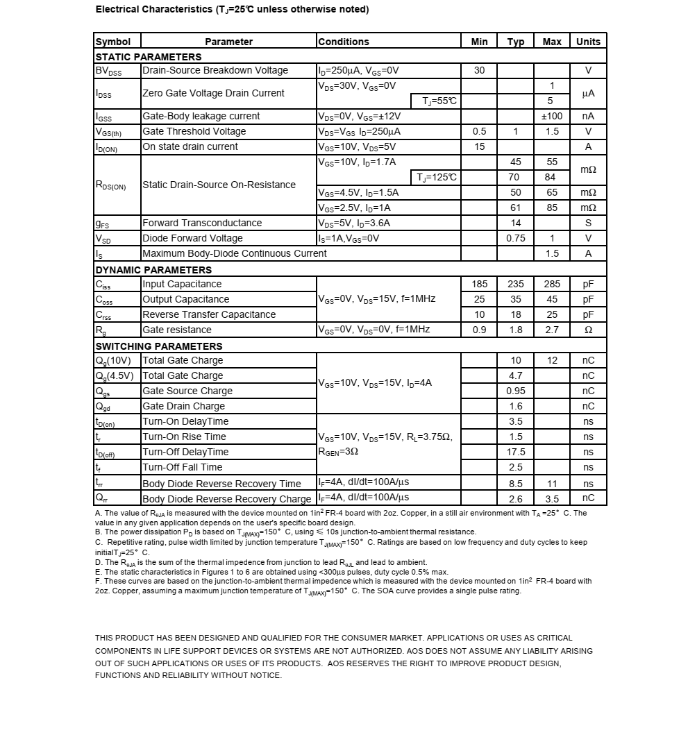 全新现货AO7410品牌美国万代SOT-323封装，技术支持