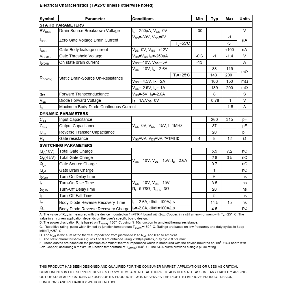 长期供货稳定AO3403美国万代SOT23-3封装，技术支持