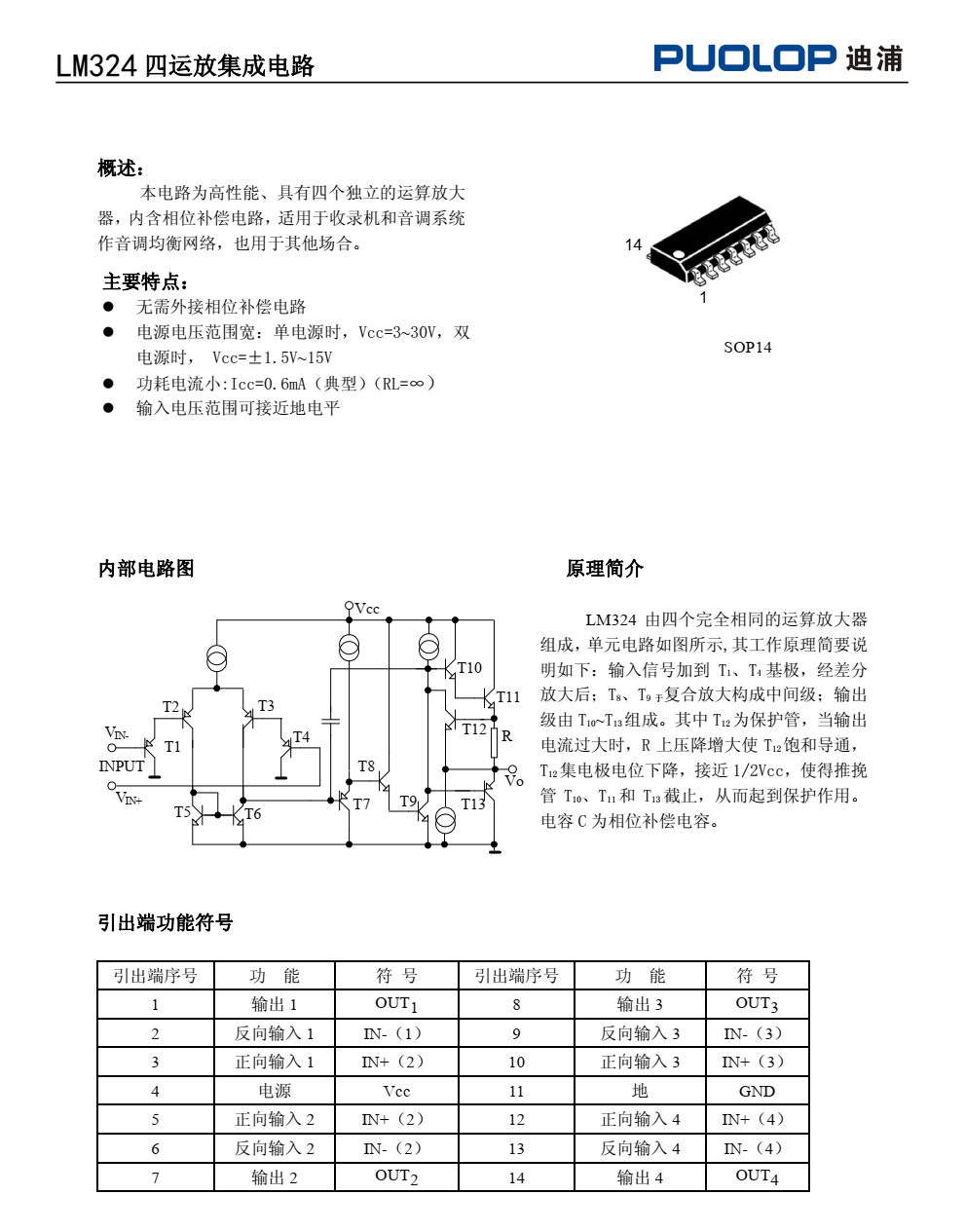 LM324迪浦SOP14封装，专业芯片销售+技术，欢迎咨询