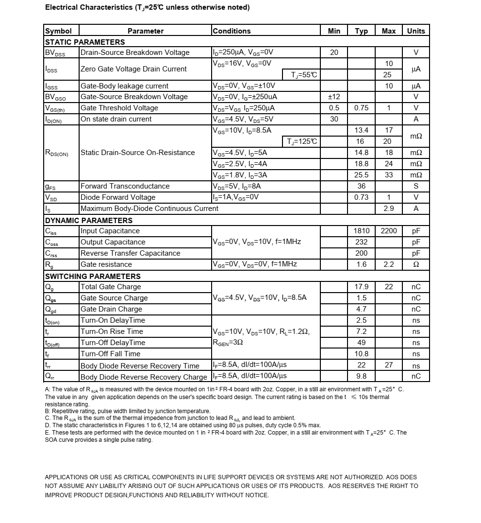 全新现货AO6404封装TSOP6品牌美国万代，质量可靠