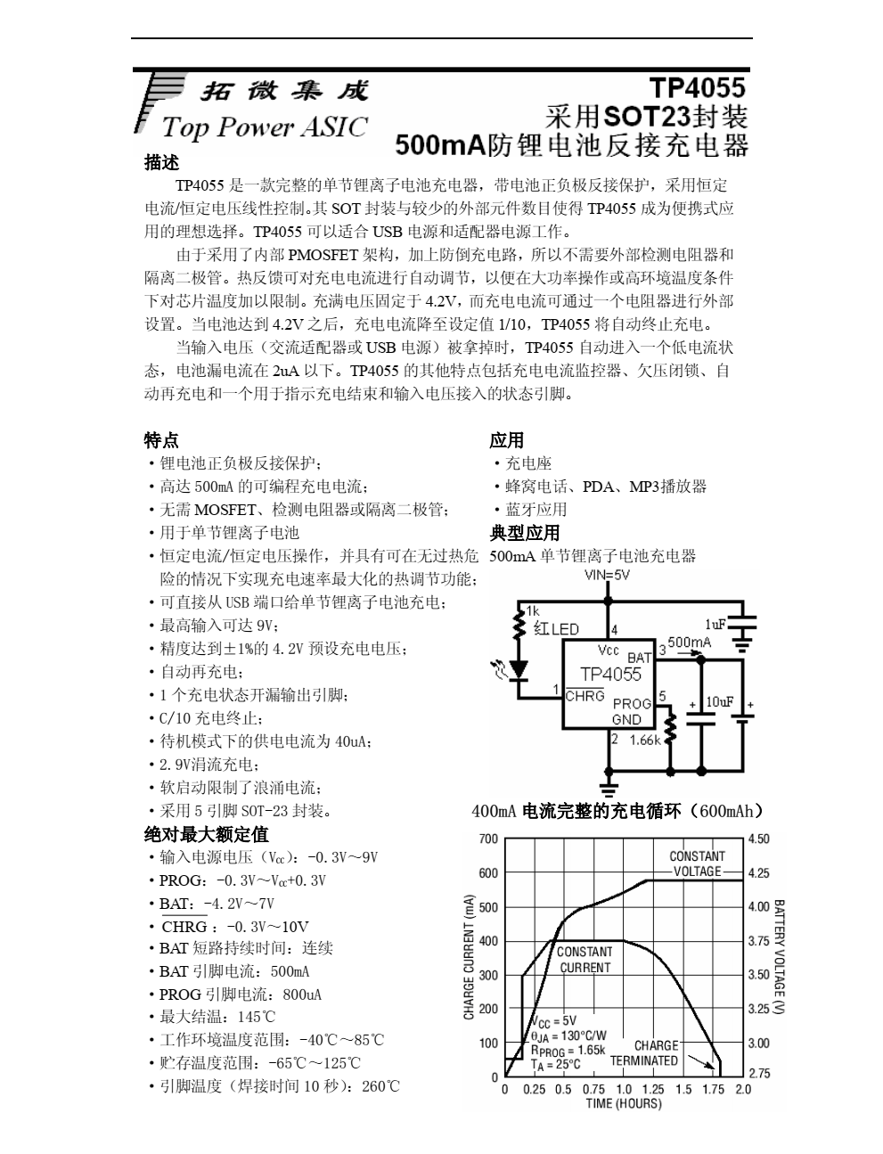 TP4055封装SOT23-5品牌南京拓品微，原厂技术支持