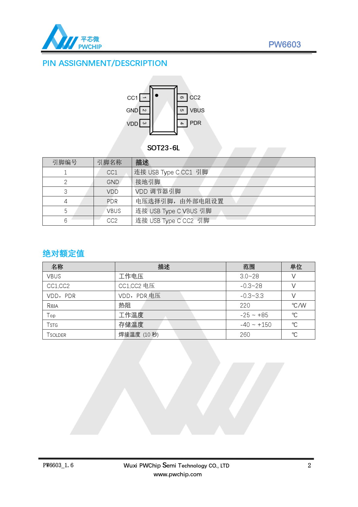 代理PW6603 原装现货， Type-C PD 电源传输接收 SINK 端控制器芯片，