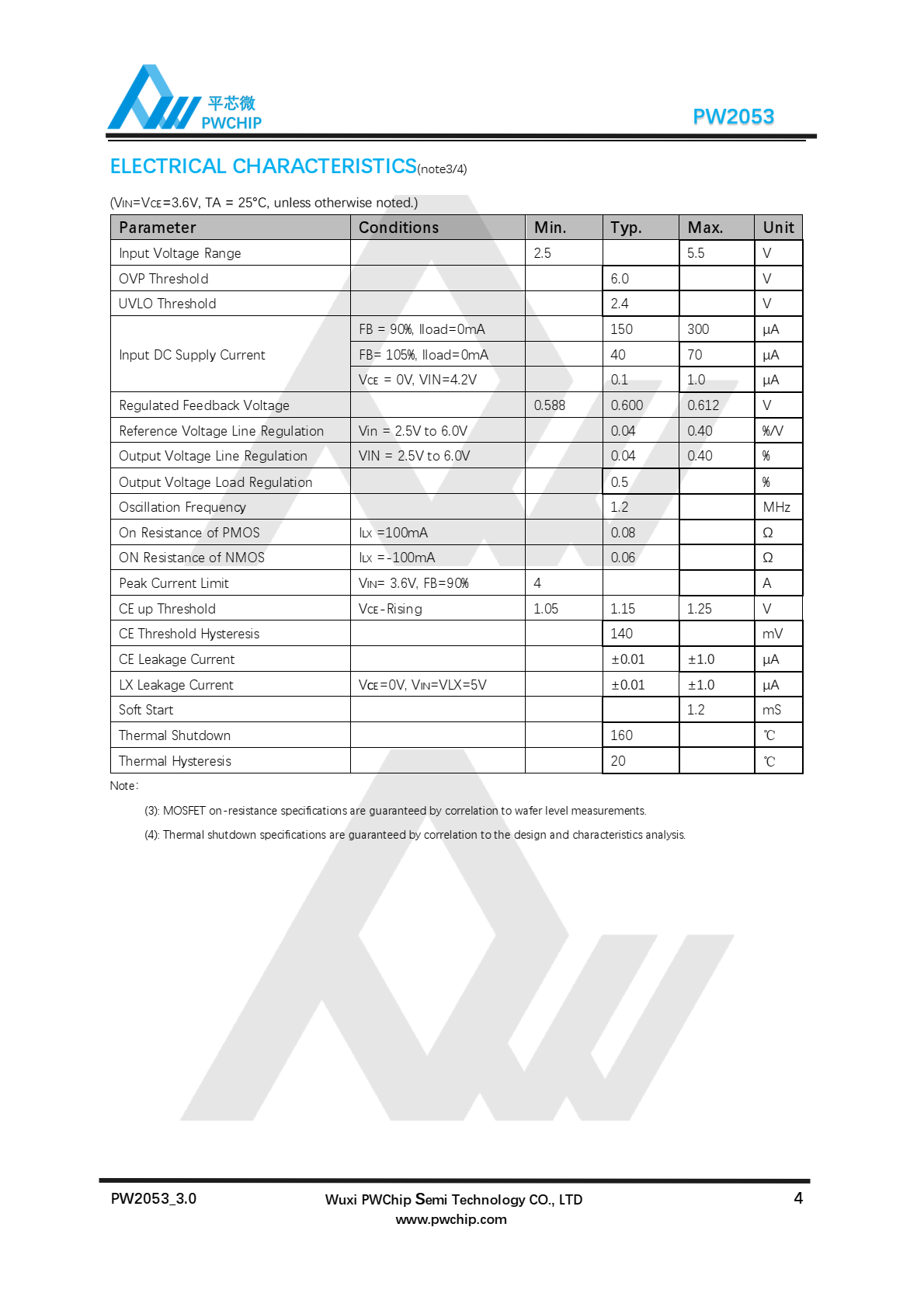 代理PW2053，高效单片同步降压稳压器，可调版本，低损耗
