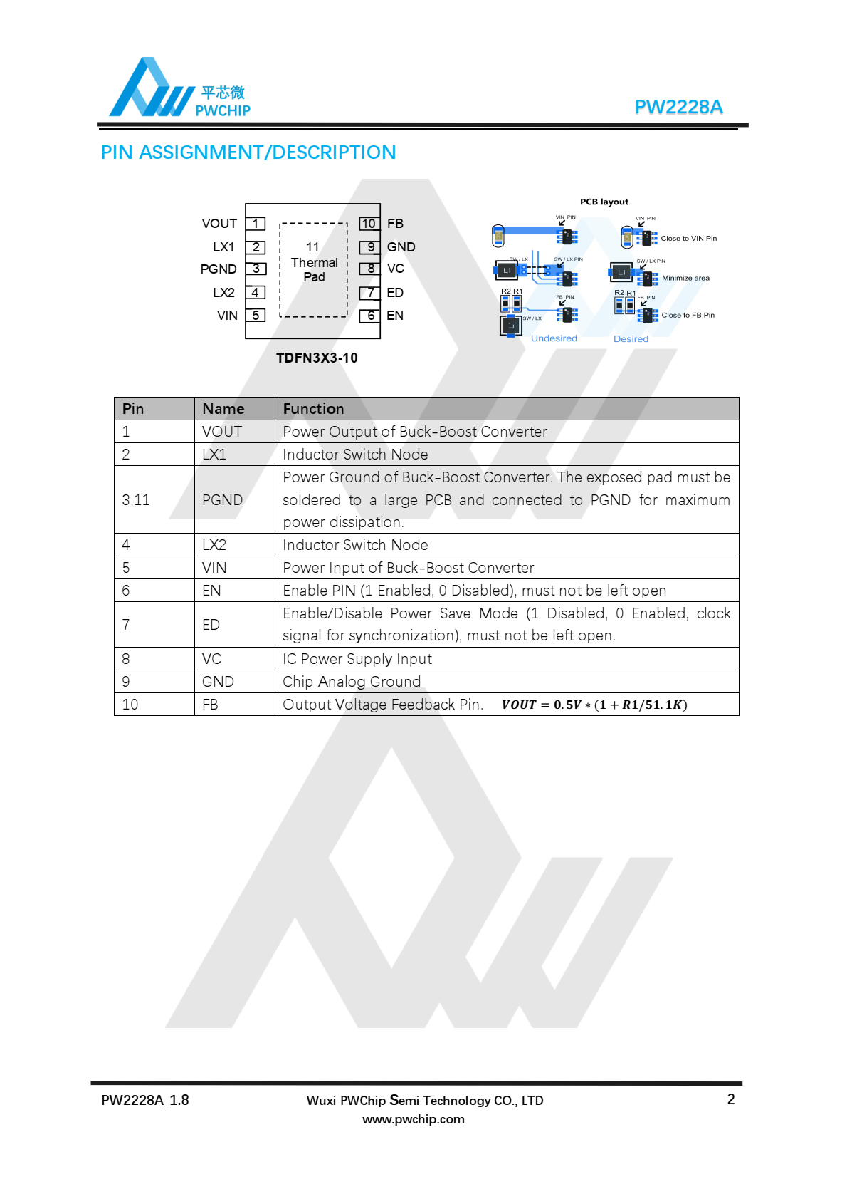 代理PW2228A，原装现货，高效的单电感Buck-Boost转换器