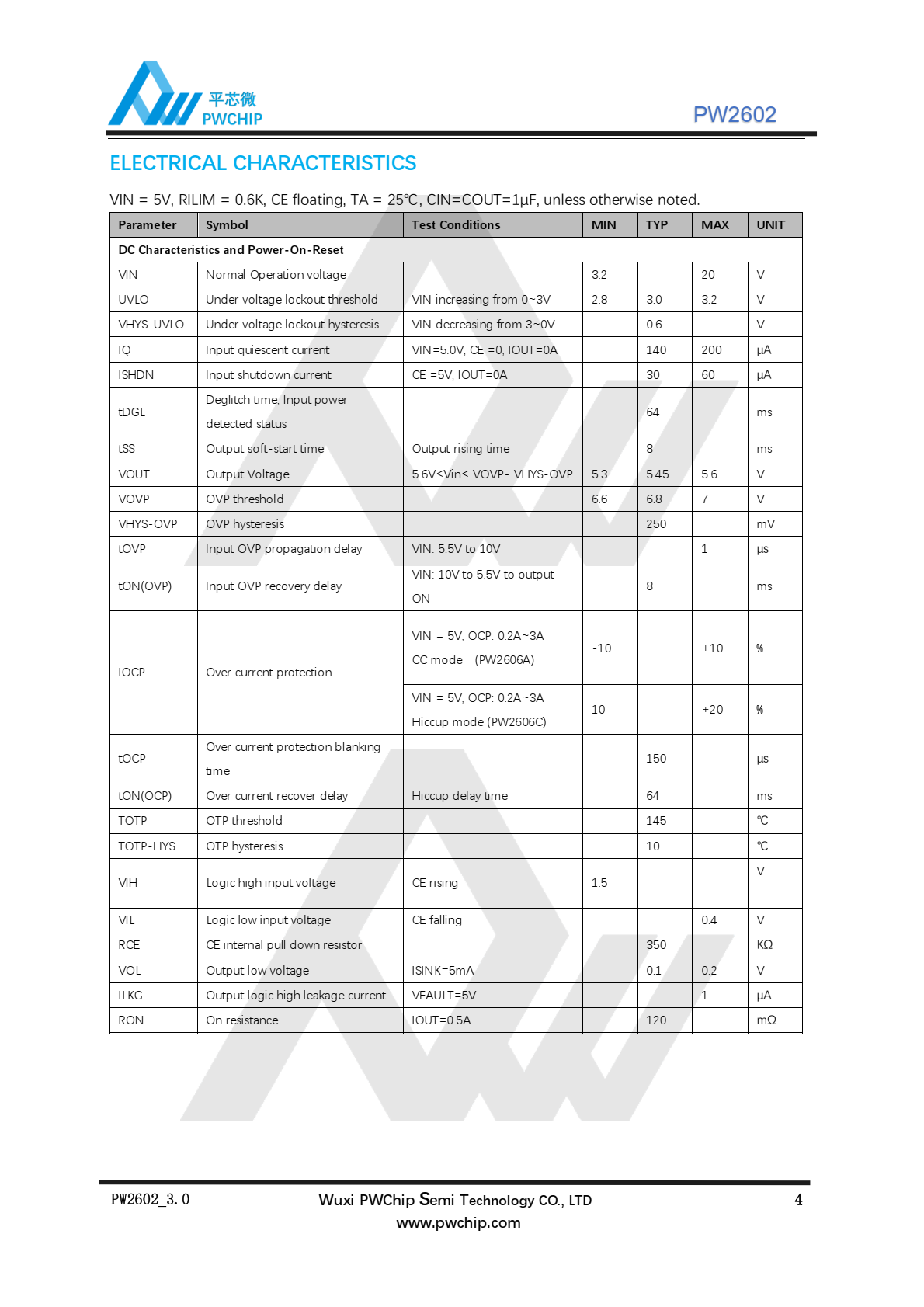 代理PW2602，一种充电器前端集成电路，旨在为锂离子提供保护  电池的异常状况