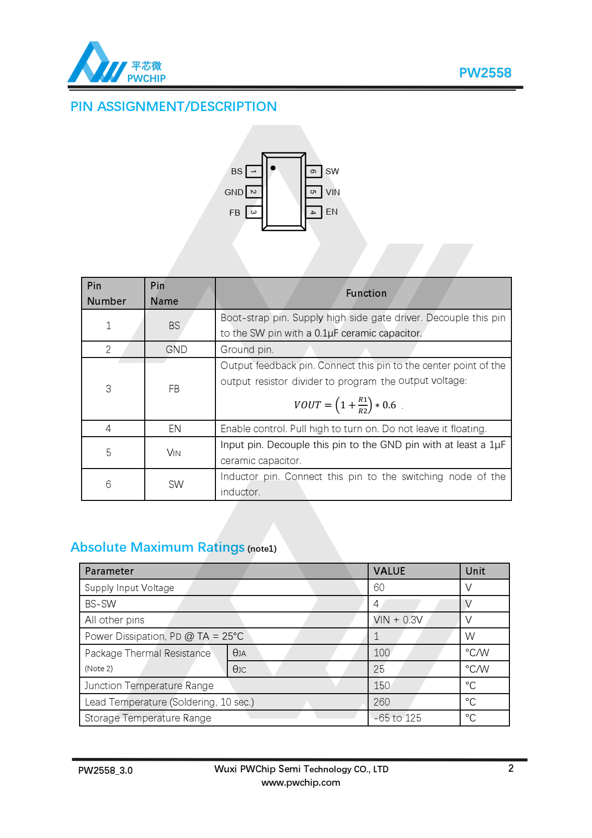 代理PW2558，一种高效异步降压DC/DC调节器，能够  输出0.8A输出电流
