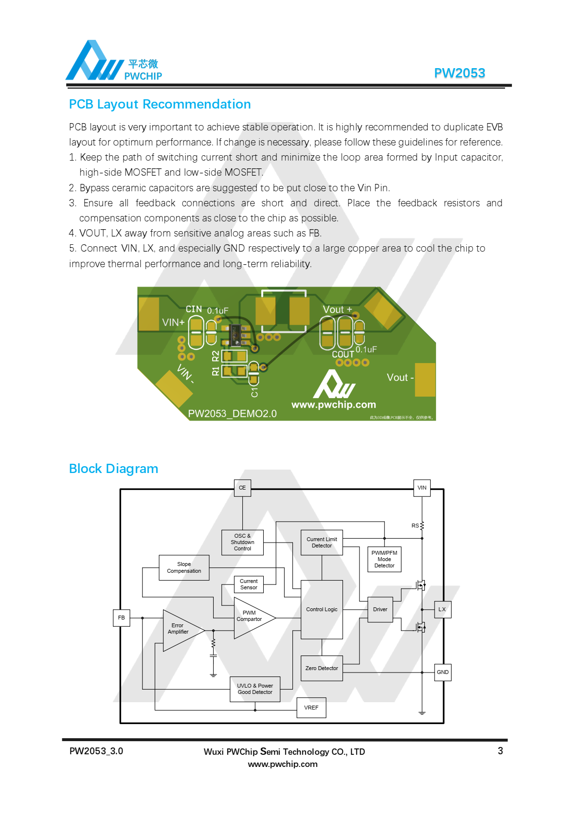 代理PW2053，高效单片同步降压稳压器，可调版本，低损耗
