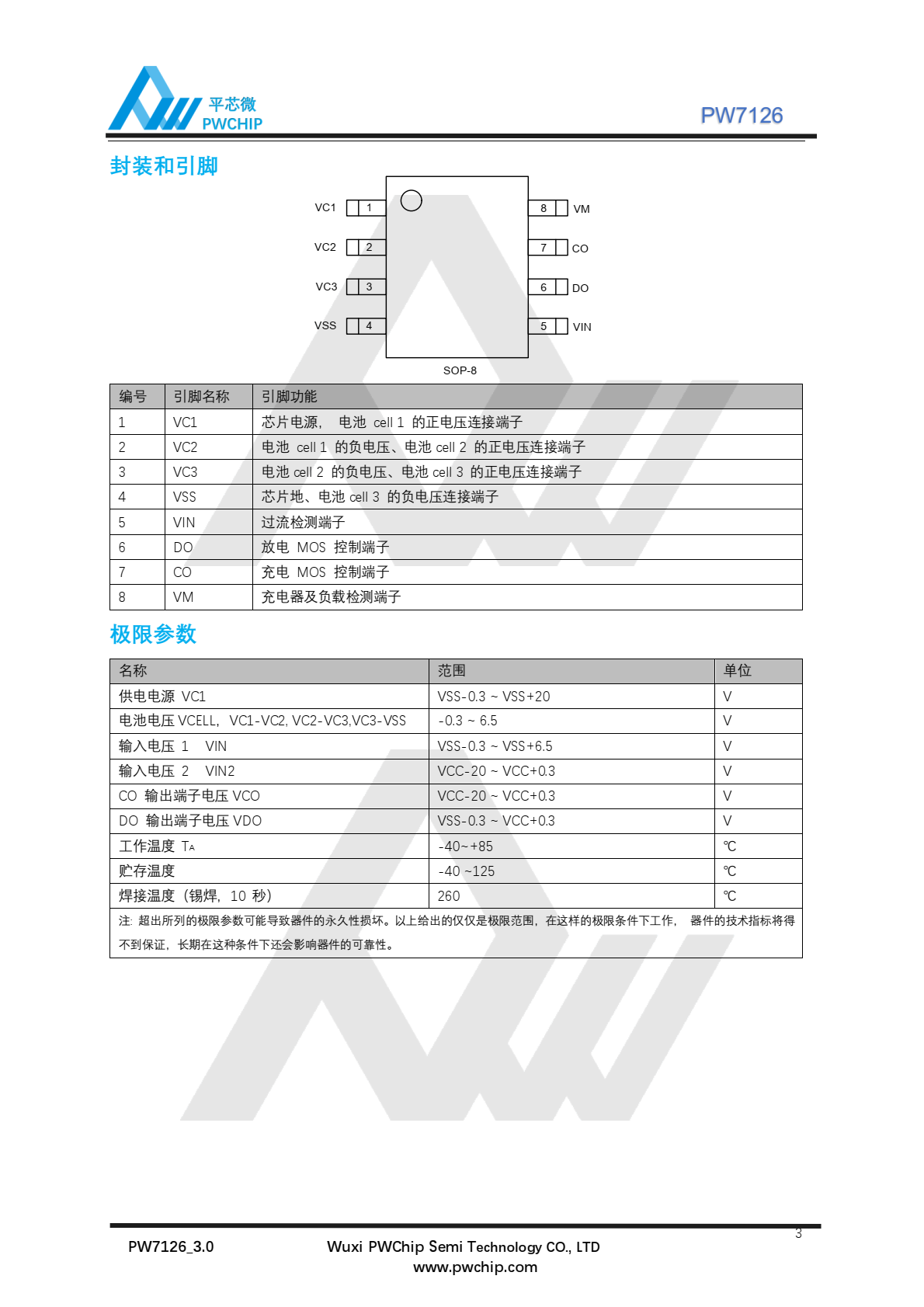 代理PW7126 ，原装现货， 采用 8 引脚的 SOP 封装形式
