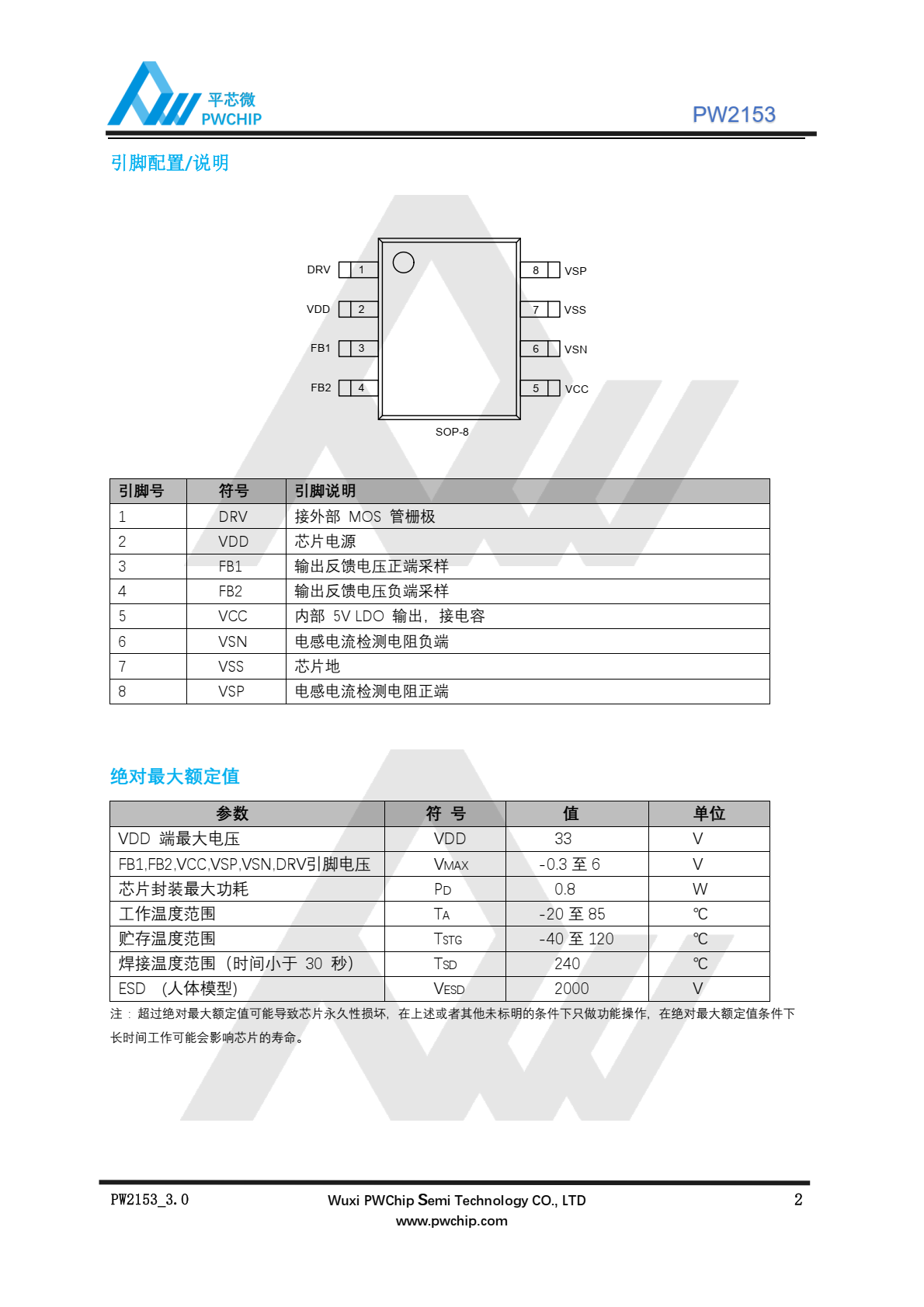 代理PW2153，低待机功耗、高效率、低纹波、支持大电流输出