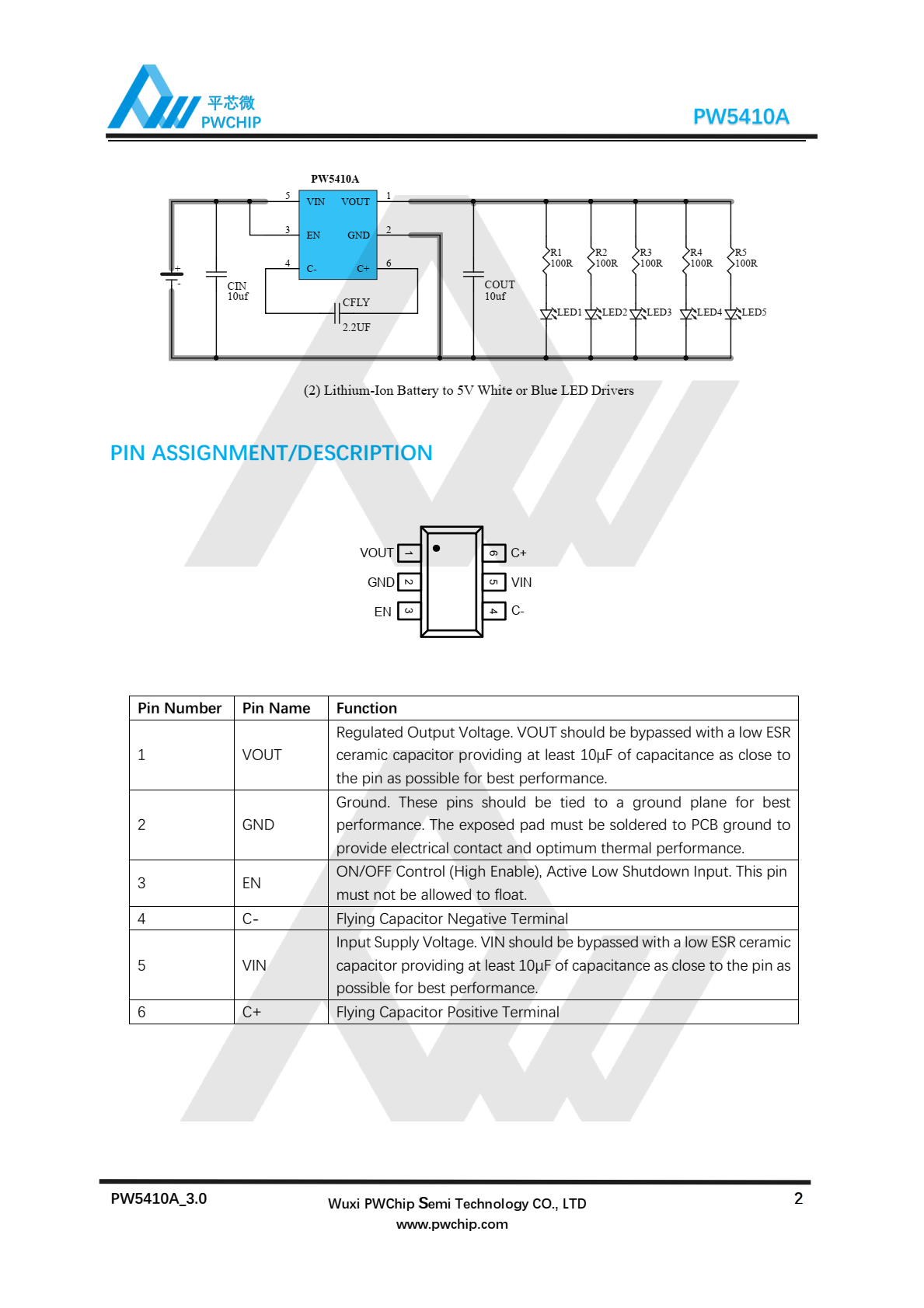 代理PW5410A原装现货，一种低噪声、恒定频率（1.2MHz）开关电容器倍压器。