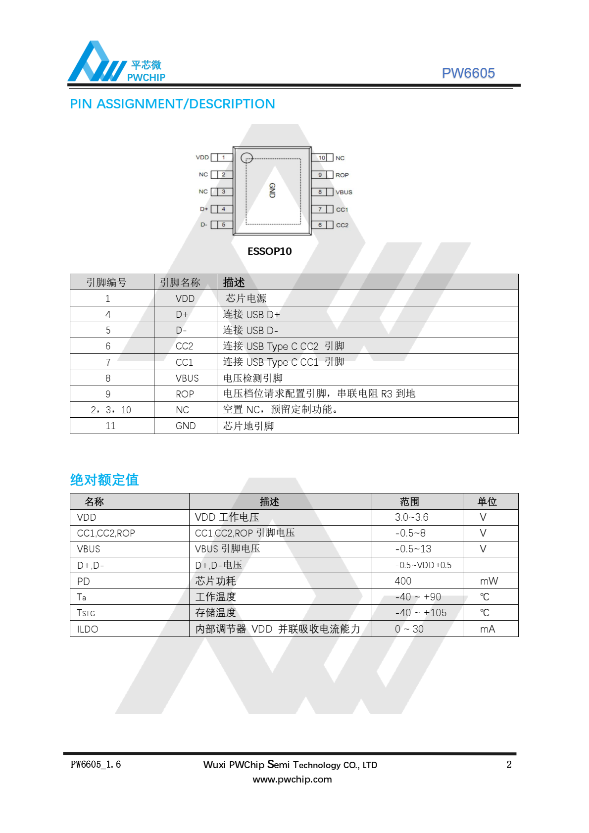 代理PW6605，原装现货，是一颗 USB 电源传输接收 SINK 端控制器芯片