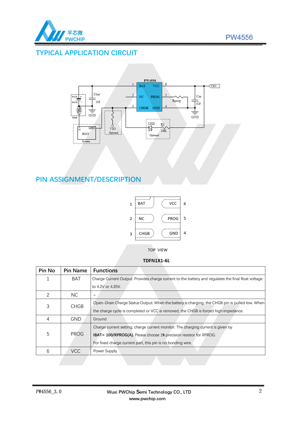 代理PW4556，高度集成的锂离子和锂极线性充电器  用于便携式应用的小容量电池。