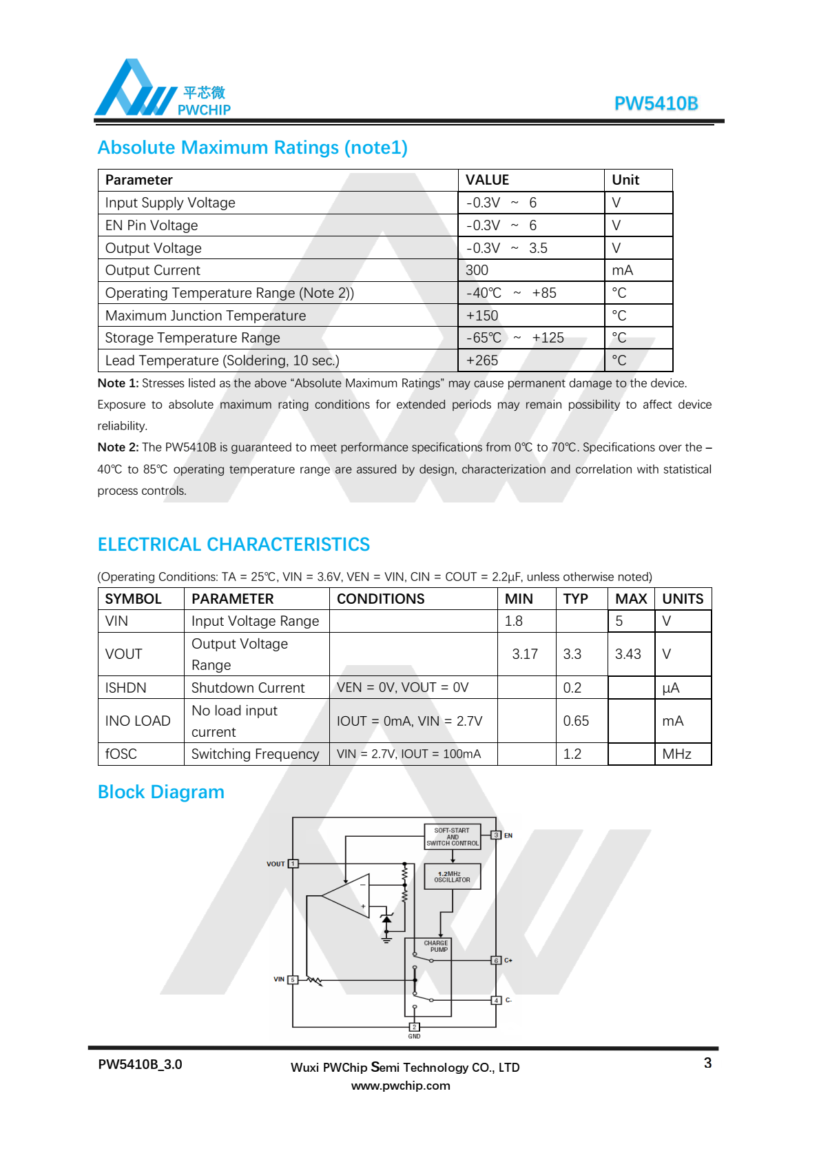 代理PW5410B原装现货，是一种低噪声、恒定频率（1.2MHz）开关电容器倍压器