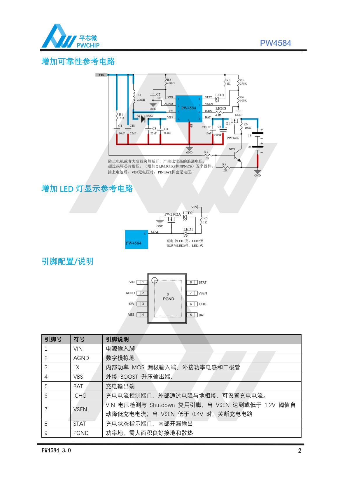 代理 PW4584 ，原装现货，锂离子电池充电的异步升压充电 控制器