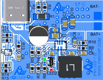 PD/QC 充电器 5V-12V 给单节锂电池 2A 充电方案 PW4000 17号