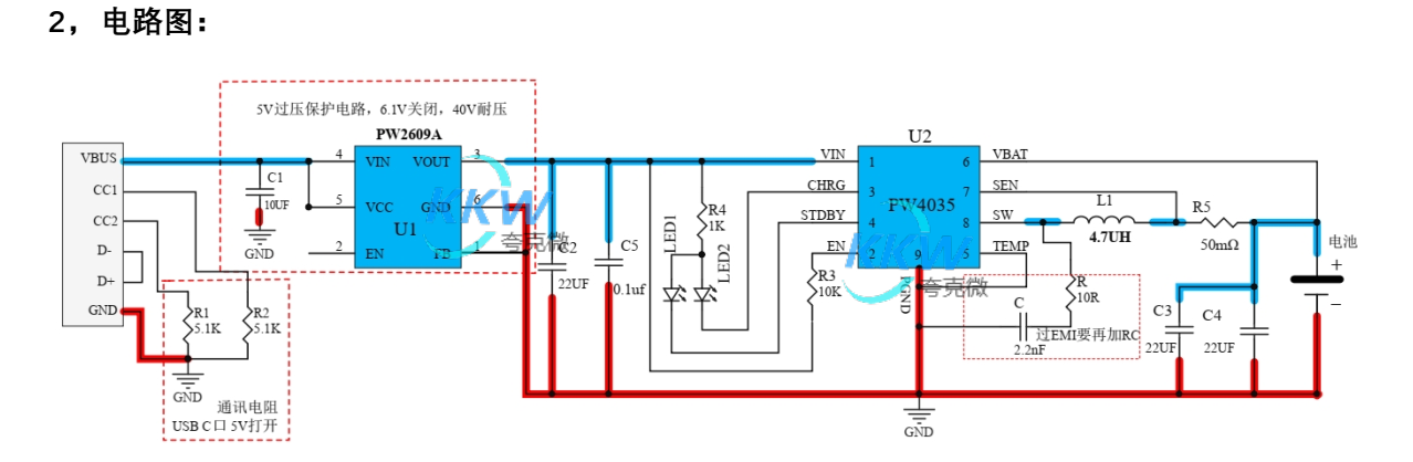 USB 输入带 6.1V 过压关闭， 36V 耐压保护， 单节锂电池 3A 充电管理板 10号