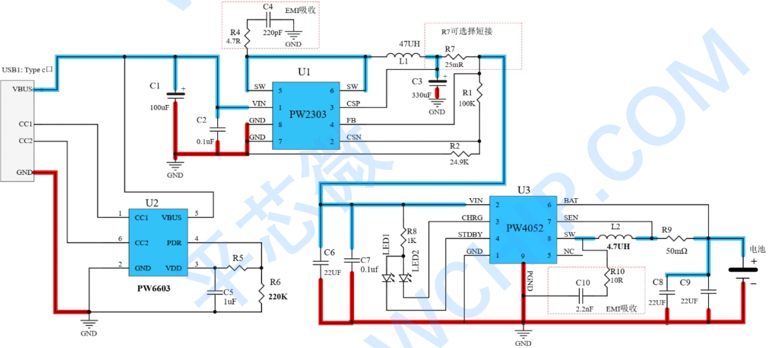 1号板适用于 3.7V 的锂电池组，可以支持多并或单串连接方式