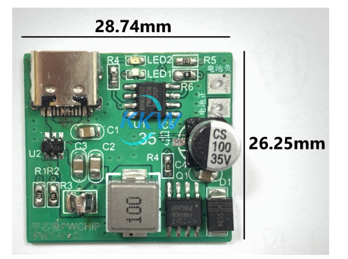 USB C 口输入含过压保护,三节串联锂电池充电管理板 12.6V ，35号