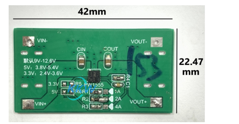 3.3V， 5V， 12V 三段输入， 1A-4A 限流芯片模板 PW1555，输出短路保护 153号