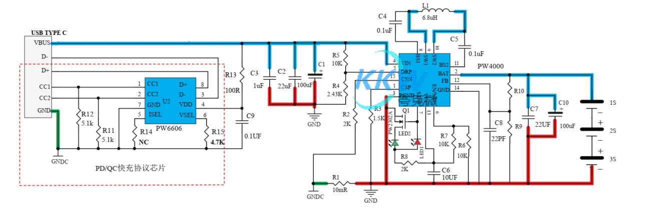 f_083c91df53469d5d4de7aaee6f261931.png PD 和 QC 快充充电器 2A 给三节磷酸铁锂电池充电芯片方案 PW4000 137号