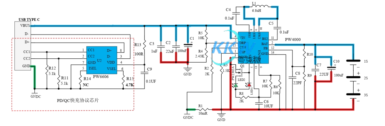 PD 和 QC 快充充电器 2A 给三节磷酸铁锂电池充电芯片方案 PW4000  137号