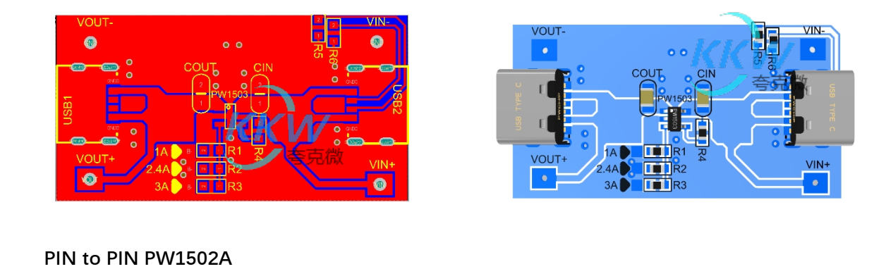 5V 输入 USB 限流芯片模板 PW1503， 1A-3A 温度低，输出短路保护 152号