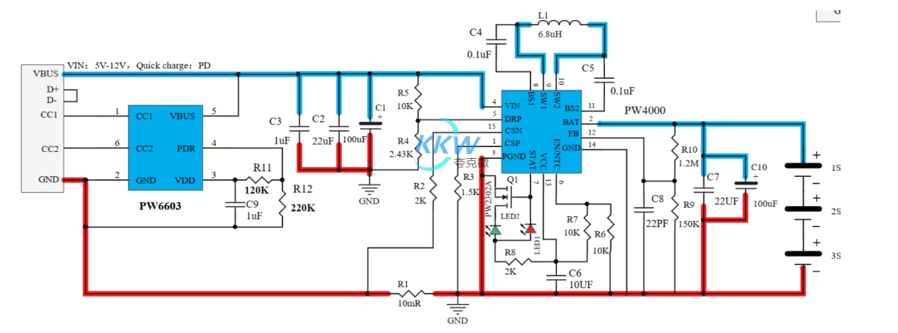 f_efb97efa44fb7a236d0cf799deac2708.png 5V-12V 给三串磷酸铁锂电池充电升降压芯片, PW4000 支持快充 PD 输入 119号