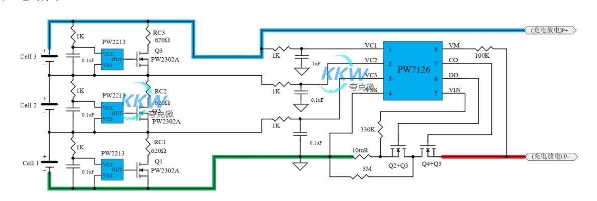f_f282abe8047a0fc35646233847e8ac46.png 三节串联锂电池保护方案板, 10A 过流,带电池均衡电路 141号