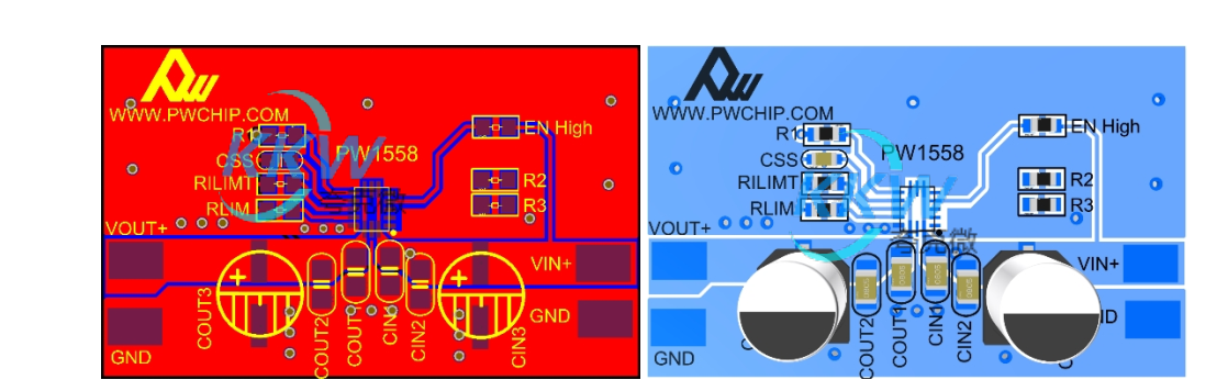 f_fdf0e86b12f1532580ac588094a57845.png 156号 3V-20V 输入限流和过压保护芯片模板 PW1558, 1A-5A